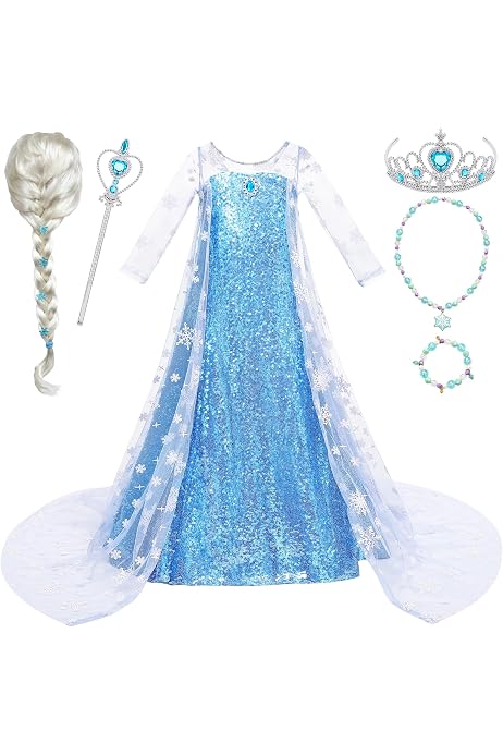thumbnail image 2 of Aoiviss Princess Dress For Girls – Luxury Sequin Costume With Tiara, Gloves & Accessories For Party Dress-Up 2 of 13