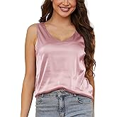 LUIGRAD Womens Silk Satin Tank Tops V Neck Casual Cami Sleeveless Blouses Camisole Tops for Women