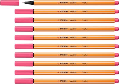 STABILO point 88 Fineliner Pack of 10 Light Pink 0.4mm Hexagonal Tip