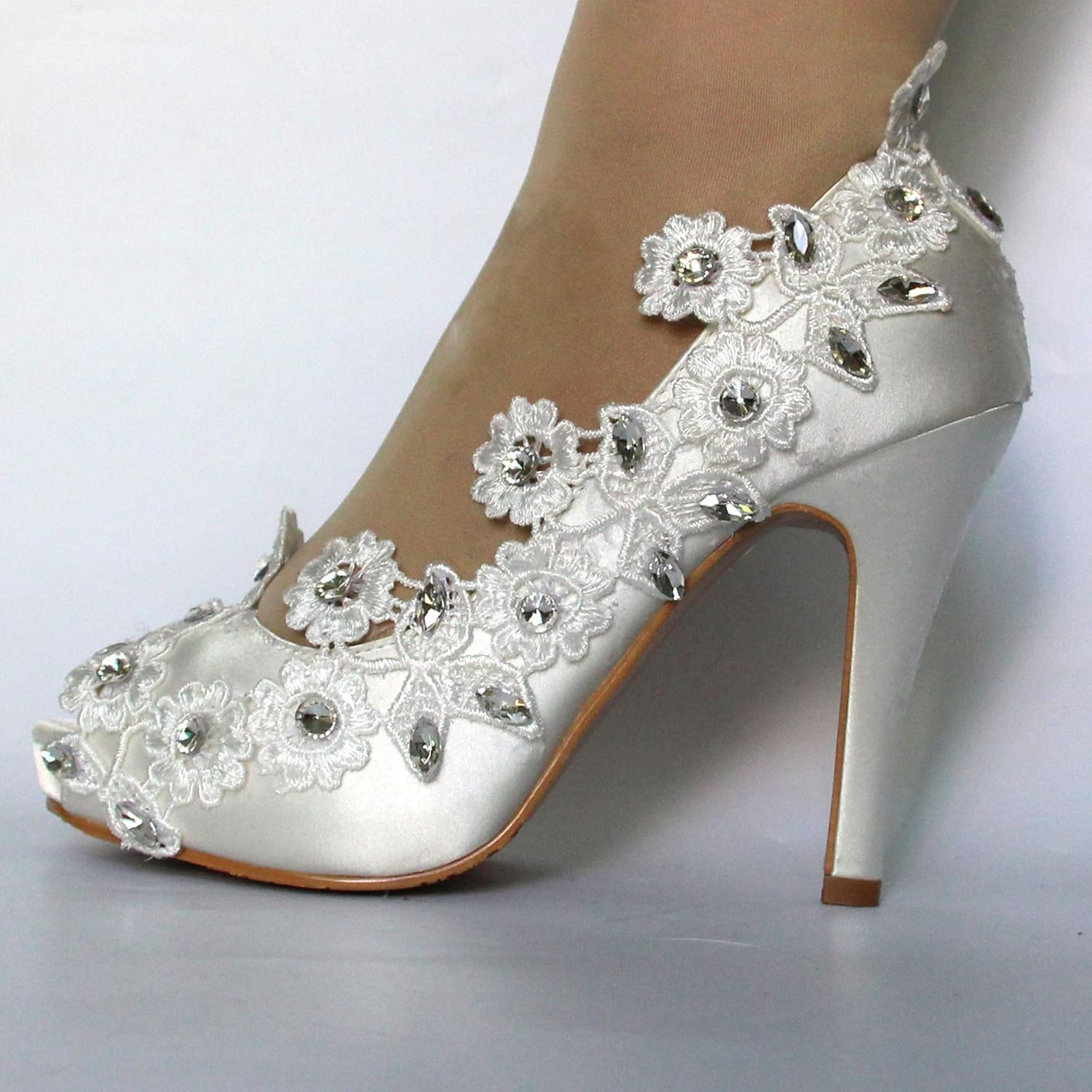 ivory satin shoes