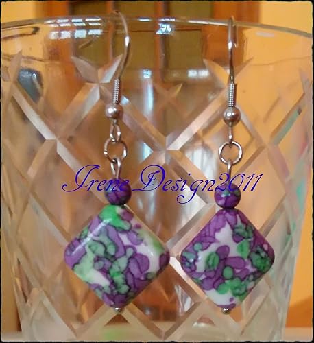 Motley Sea Jasper Stainless Steel Earrings by IreneDesign2011