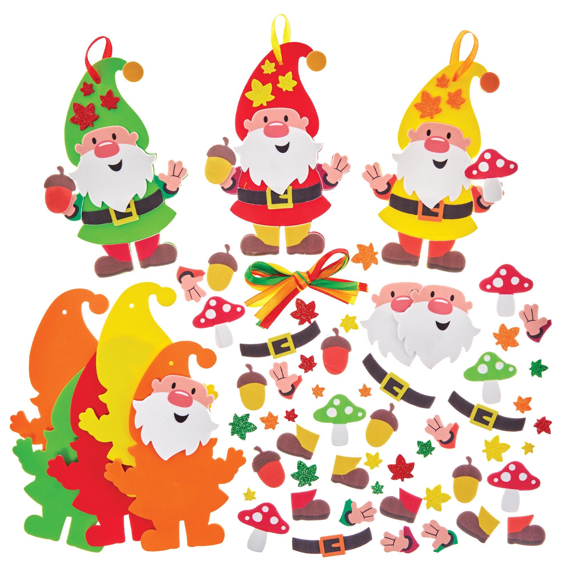 Baker Ross FX560 Autumn Gnome Mix and Match Decoration Kits - Pack of 8, Autumn Decoration Crafts for Kids