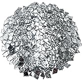 LITMIND 1.1LB Shiny Silver Irregular Glass Mosaic Tiles with Black Backing - Ideal for Mosaic Crafts, Puzzles, and Art Projects