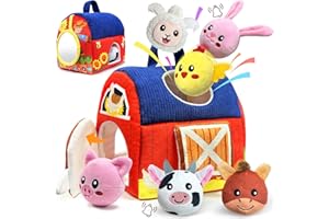 GAGULE Baby Toys 6-12 Months - Infant Barn Toy with Stuffed Farm Animals, Rattle, Crinkle, Squeak, Mirror - Montessori Sensory Toys for 6 7 8 9 10 12 Month Old Babies, 1 Year Old Baby Boy Girl Gifts