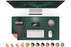 RENMTURE Dual-Sided Desk Pad, Natural Cork & PU Leather Large Mouse mats for Office and Home Work, Desk Protector Non-Slip, W