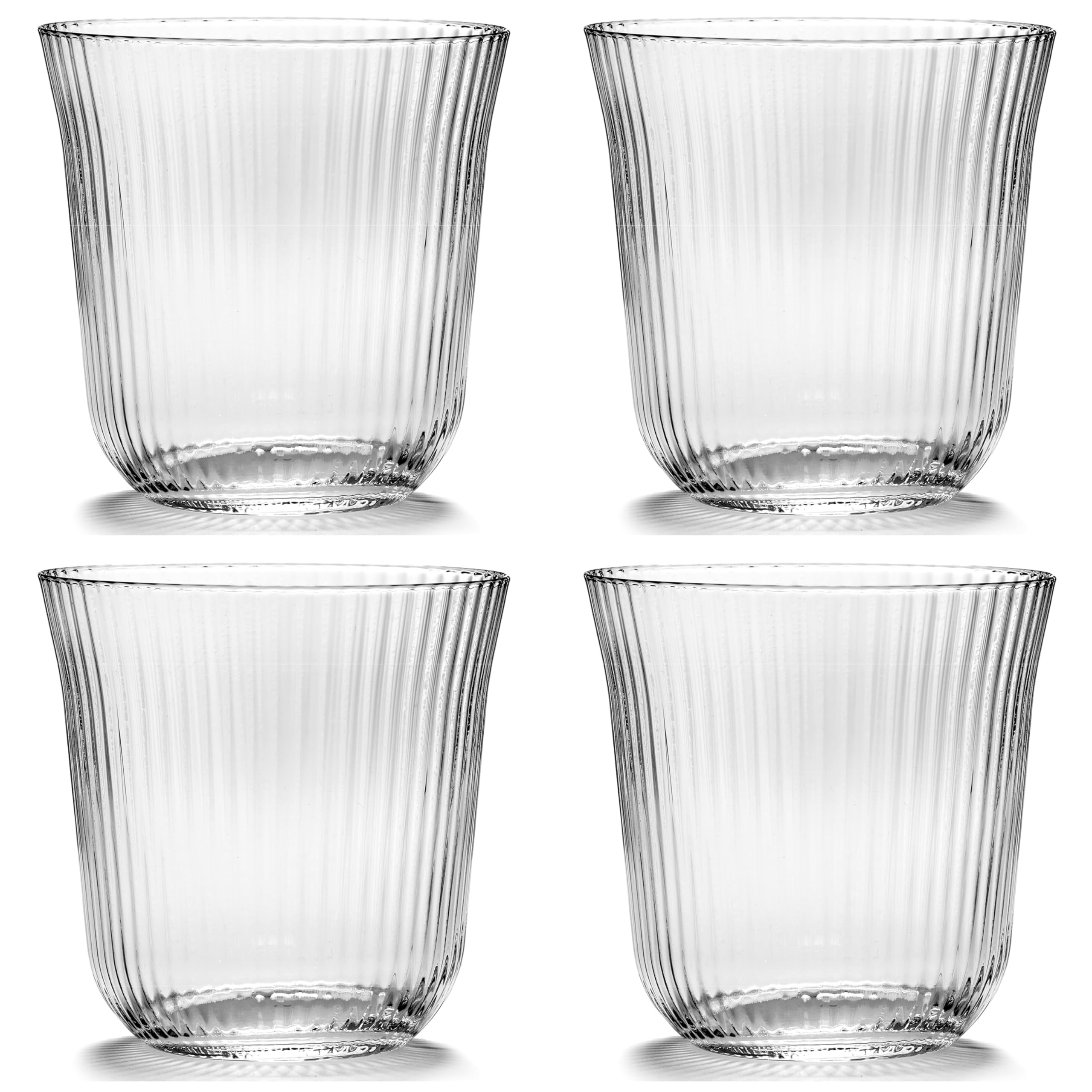 Photo 1 of Serax Large Whiskey Glasses Drinking Set of 4 | Inku Glassware by Sergio Herman | Clear Glass Tumbler Cups without Lids | Home Essentials, Cocktail Glasses | Whisky, Beer, Juice, Water