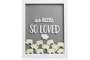 Pearhead Elephant Token Frame, Little Wishes Signature Baby Shower Guestbook Alternative, Pregnancy Keepsake for Soon to be Moms, Baby Shower Decor, Gray and White