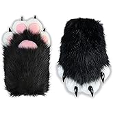 NexinEstic Therian Paws Comfy Furry Paws Faux Fur Fursuit Paws, Therian Stuff Therian Gear, Cat Paw Gloves with Claws Cosplay