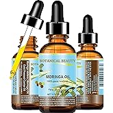 Botanical Beauty Moringa Oil 100% Pure Natural Undiluted Cold Pressed Carrier Oil. 1 Fl.oz.- 30 ml. for Face Skin, Hair, Lips, Nails. Rich in Vitamin C, Vitamin E