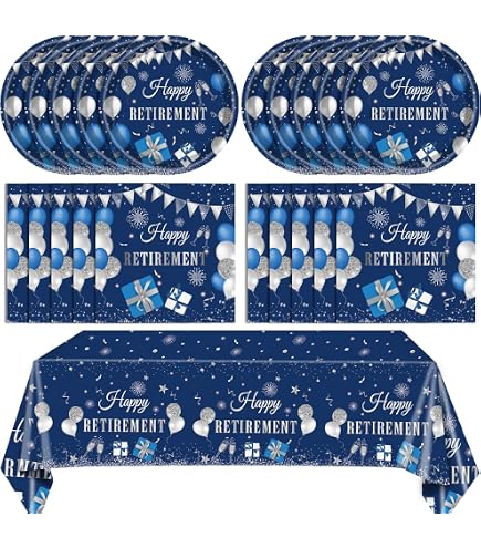 Happy Retirement Deko-Set In Blau & Silber – Banner, Girlande & Mehr Für Die Perfekte Rente-Party Abschiedsfeier Zubehör