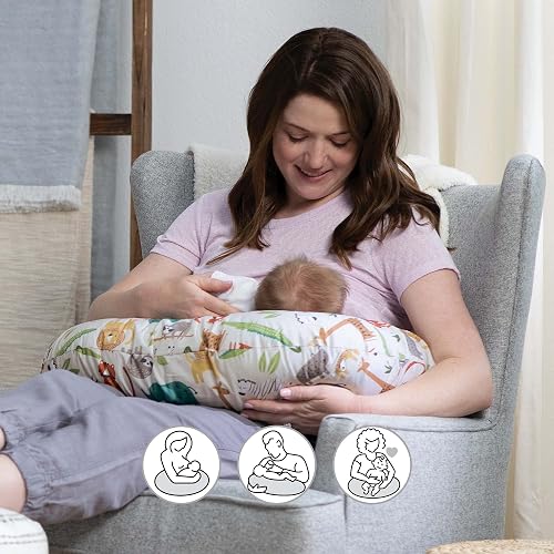 Boppy Original Nursing Pillow, Gray Taupe Leaves, Ergonomic Nursing Essentials For Bottle And Breastfeeding, F