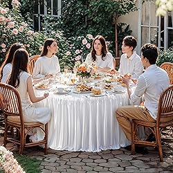 14ft Length Glitter White Table Skirt Rectangle