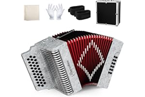 ROWADTIM Accordion - 31 Key Diatonic, 12 Bass Buttons (G/C/F Tuning), Push-Pull Isochord Design, Beginner-Friendly Adult Set with Case, Gloves & Cleaning Wipes (White)
