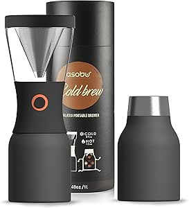 Asobu Coldbrew Portable Cold Brew Coffee Maker With a Vacuum Insulated 1 Liter Stainless Steel 18/8 Travel Carafe Bpa Free (Smoke)