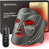 SANATECH LED Light Therapy Mask for Face, 4 Modes LED Face Mask Light Therapy with 850nm Near-Infrared, 400 LEDs, Rechargeable, Portable Anti-Aging Device (Onyx Black)