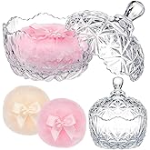 Tioncy 3 Pcs Large Body Powder Puff and Container Crystal Container Soft Washable Reusable Velour Face Body Glitter Wet Dry Makeup(Clear)