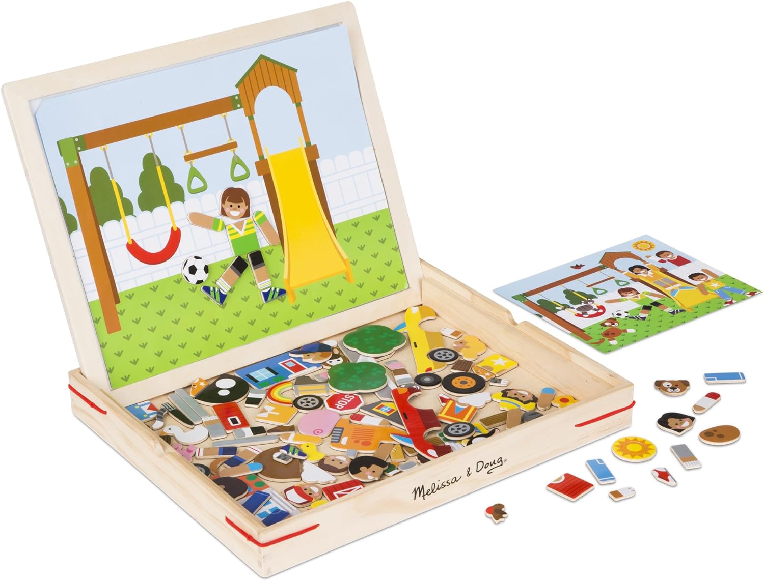 Melissa & Doug Wooden Magnetic Matching Picture Game With 119 Magnets and Scene Cards: Toys & Games