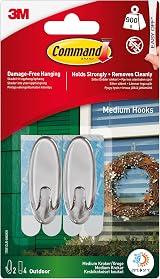 Command Clear Medium Hooks 2 Hooks + 4 Outdoor Strips 900 g Damage-Free
