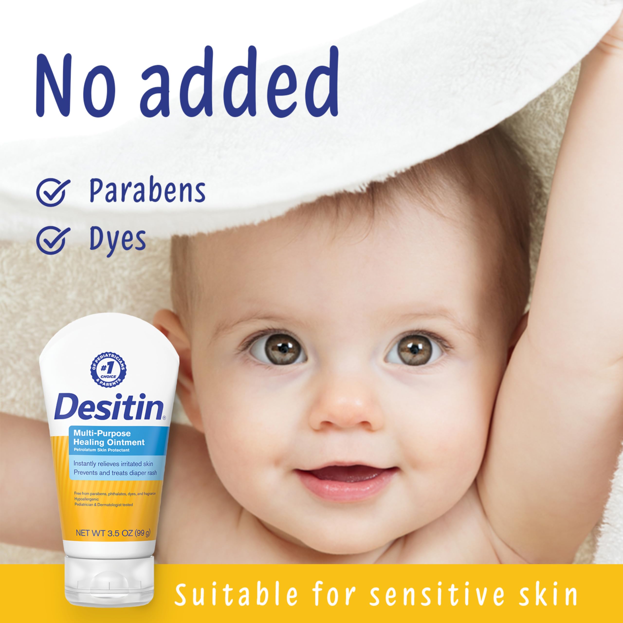 Desitin Skin Protectant And Diaper Rash Ointment Multi-Purpose With Vitamins A & D, Travel Size, 3.5. Oz Tube