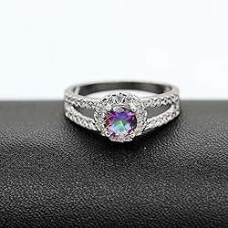 Uloveido Rhodium Plate Multi Color CZ Crystal Ring