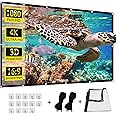 Projector Screen 150" Projection Screen 4K 16:9 HD Rear Front Projector Screen Foldable Movie Screen Double-Sided Portable Outdoor Video Screen for Movie Night Home Theater Yard Travel (150)