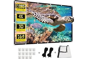Projector Screen,150" 4K 16:9 HD Rear Front Projector Screen Anti-Crease Foldable Projection Screen Double-Sided Portable Out