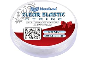 Noshad® 30Meter Clear Elastic String, Spool of Streachy Cord, Thread for Crafts and Beading, DIY Projects, Bracelet & Jewelry Making. (0.8mm Pack of 1)