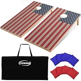 TIXWOOK Solid Wood Cornhole Board Set, 4x2/3x2 ft Regulation Cornhole Game Set with 8 Bean Bags and 2 Cornhole Boards, Premium Corn Hole Game for Adults and Family
