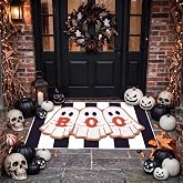 Dunzy 2 Pcs Halloween Door Mat Set Coir Rug Indoor Outdoor, Boo Ghost | Spooky Ghost Welcome Mat 16.5