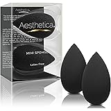 Aesthetica Cosmetics Mini Beauty Sponge Blender - Makeup Sponge Applicator for Small Areas - 2 Pack