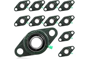 Threlaco 10 Pack Ucfl205-16 Pillow Block Bearing 1 in Bore Shaft Flange Mount Ball Bearing Unit 2-Bolt, Self Aligning Cast Iron Housing, Set Screw Locking Style Flange Pillow Block