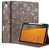 Gexmil Genuine Leather Case for iPad Air 13 Inch M3 2025/ M2 2024,Premium Leather Smart Folio Cover with Pencil Holder, Auto Sleep/Wake,Adjustable Stand, Anti-Slip,Butterfly Pattern