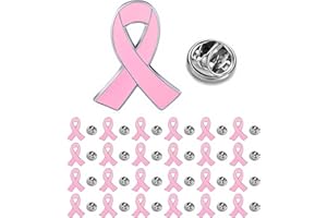 CINFAC 12/25/50/100 pieces pink ribbon pin breast cancer awareness enamel lapel pins Breast Cancer Awareness Pins pink Ribbon badge Brooch pins for Survivor Public events charity fundraising bulk