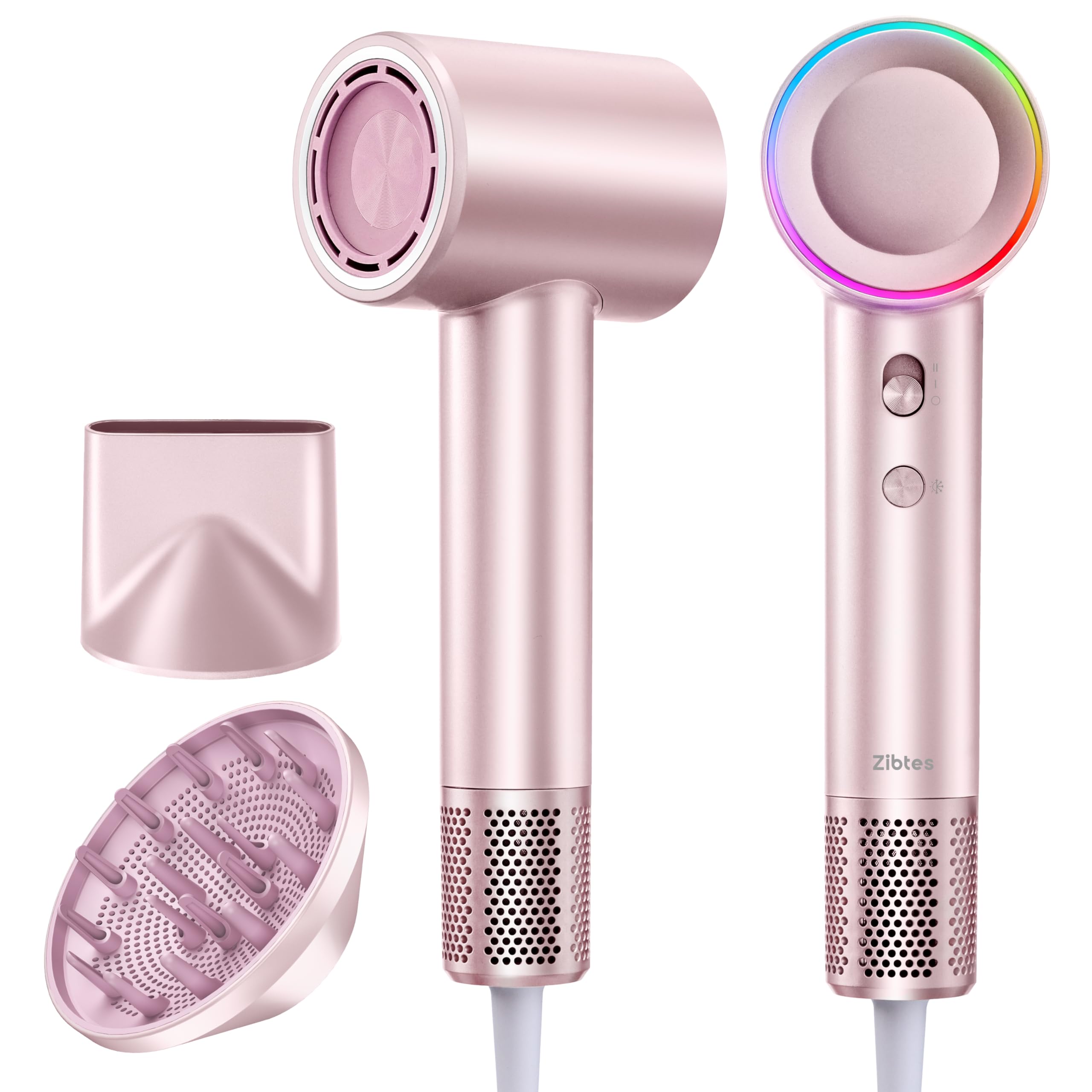 Photo 1 of High-Speed Hair Dryer, 160,000 RPM Brushless Motor for Ultra-Fast Drying,500M Ionic Negative for Frizz Reduce, Low Noise Thermo-Control Blow Dryer with Diffuser for Curly Hair Women and Men,Rose Gold