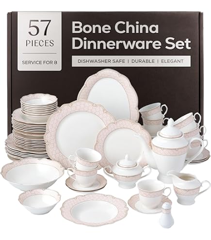 Amazon.com | Lorren Home Trends 57-Piece Porcelain Dinnerware Set