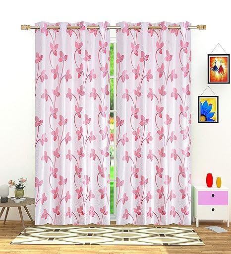 Buy Mangal Nature Floral 2 Piece Eyelet Polyester Window Curtain