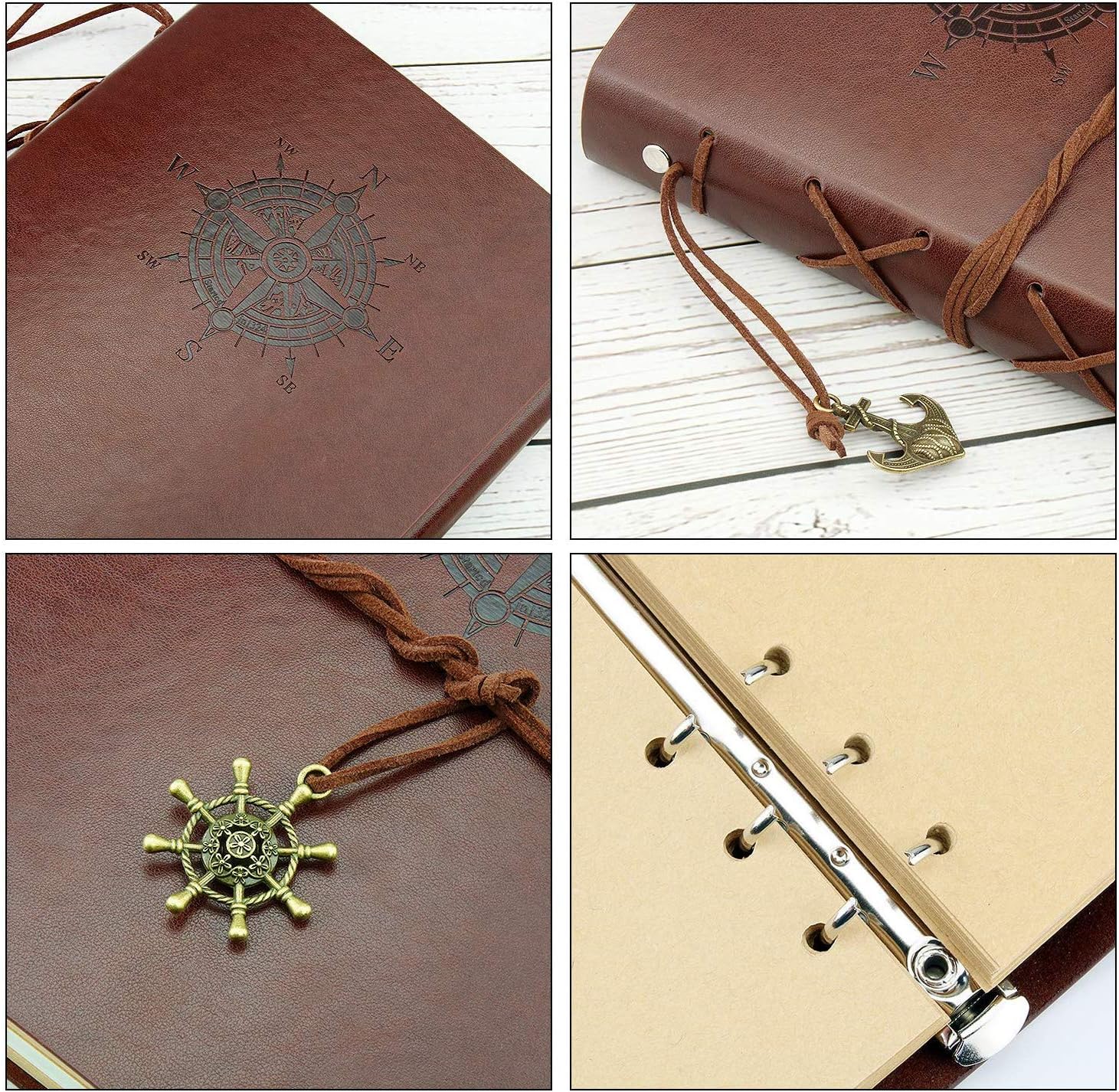 A5 Notebook -WENTS Leather Journal Vintage Refillable Sketchbook Travel Diary with Elastic Closure - Image 3