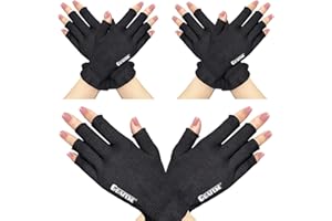 GSAFEME Cotton Gloves Eczema - Fingerless Touchscreen Moisturizing Gloves for Dry Hand Sleeping - Cotton Gloves for Men and Women, Black S/M 3 Pairs