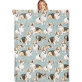 MIEPOS Cute Corgi Print Throw Blanket,50x60in,Soft,Lightweight Flannel,Cartoon Dog Blankets - Gifts for Kids & Animal Lovers,for Couch Office Travel,Home Living Room Bed Decor