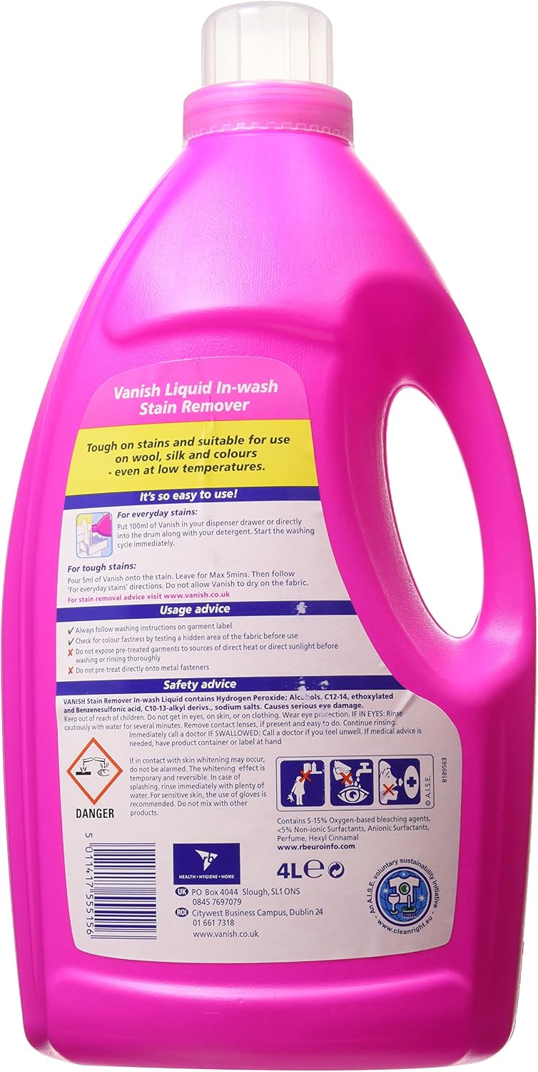 Vanish Fabric Stain Remover Oxi Action Liquid, 4L, 4 l (Pack of 1) - Image 3