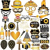 47Pcs New Years Eve Photo Booth Props 2026 New Year Photo Booth Props 2026 Nye for Happy New Year 2026 Decorations