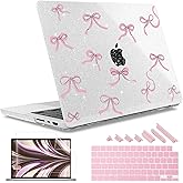 May Chen for MacBook Pro 14 inch M5 M4 M3 M2 M1 Chip, A3434 A3112 A3185 A3401 A2918 A2992 A2779 A2442, 2021-2025 Released, Plastic Hard Hard Cover with Keyboard Cover, Bow Clear Glitter