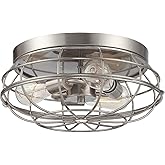 Savoy House 6-8074-15-SN Scout Industrial Rustic Farmhouse Flush Mount, 3-Light 180 Total Watts, 7" H x 15" W, Satin Nickel