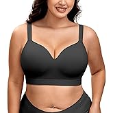 Wireless Bras for Women Plus Size Full Coverage No Underwire Comfortable Bra Full Support Lift Seamless Bralette Tshirt Bras Black XX-Large