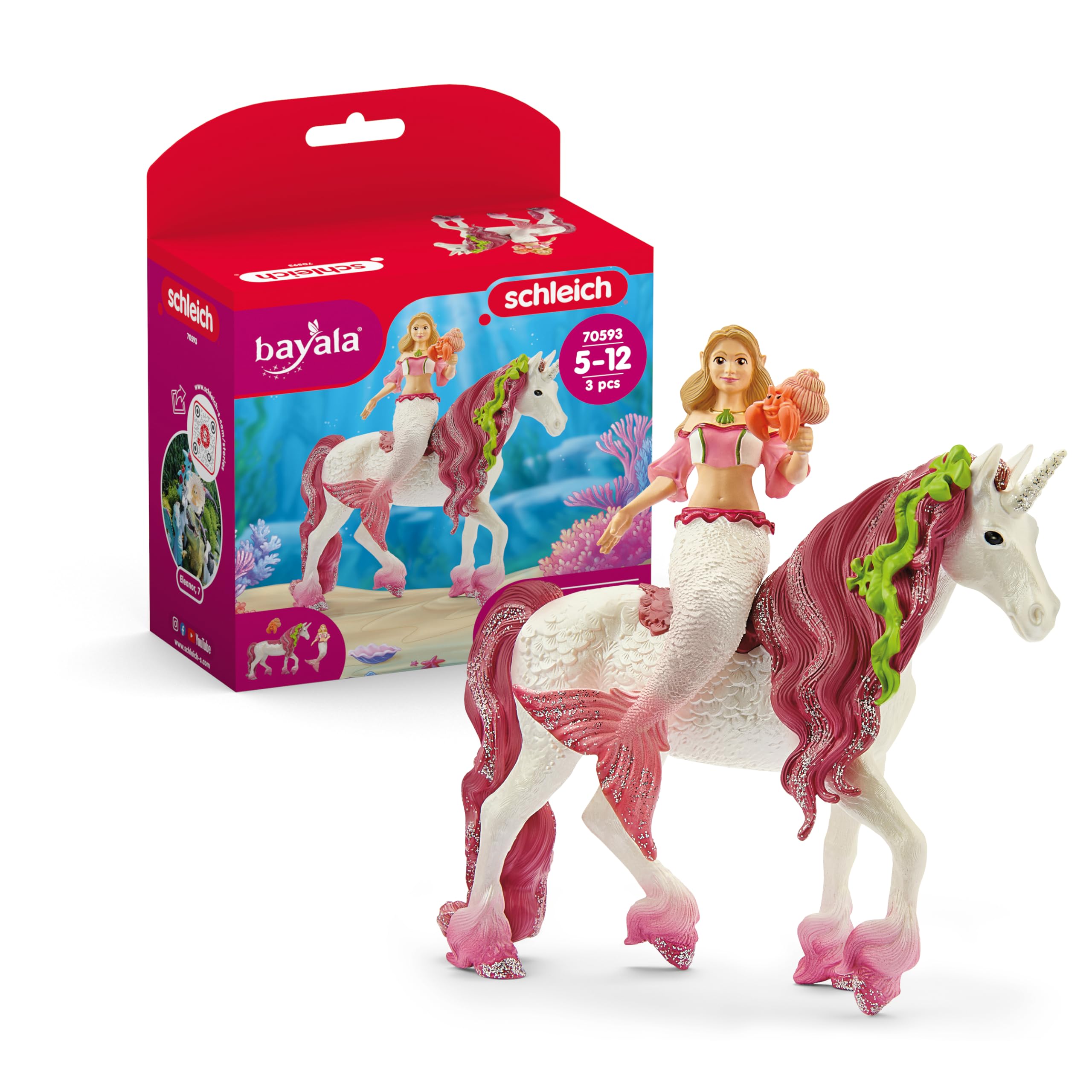 SCHLEICH 70593 Mermaid Feya on Underwater Unicorn Bayala,Multi