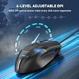 TECKNET Wired Gaming Mouse 8000 DPI 6 Programmable Buttons RGB Backlit view 2