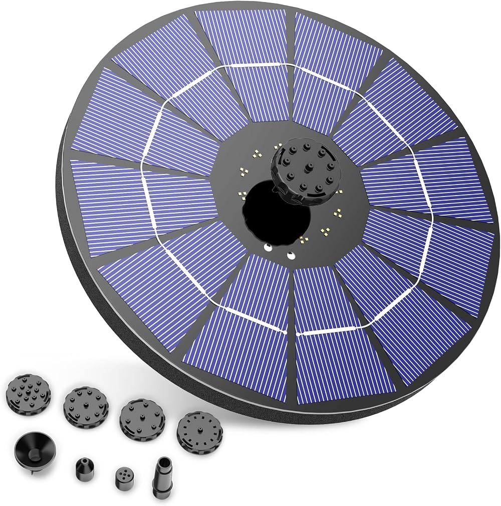 AISITIN 3.5W Solar Fountain Pump with 1500mAh Battery Backup Circle