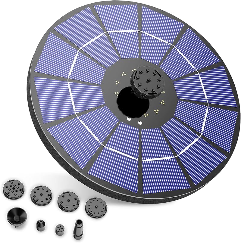 AISITIN 3.5W Solar Fountain Pump with 1500mAh Battery Backup Circle