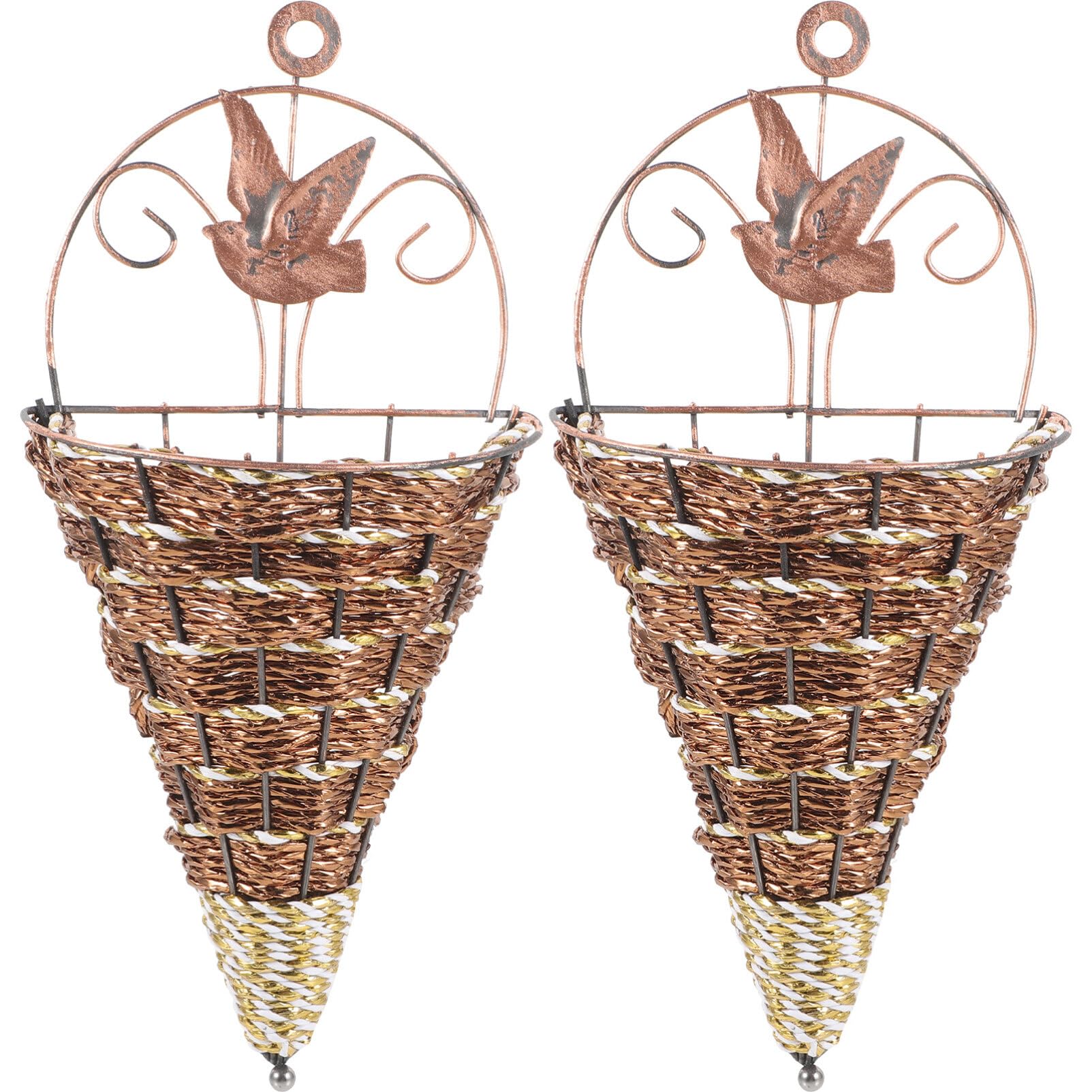 BESPORTBLE 2pcs Wall Hanging Basket Wall Mounted Rattan Pot Decorative Hanging Planter Garden Home Wall Decor Simulation Rattan Plant Holder