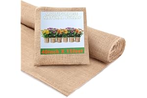 ALYTREE 40" x 15 Feet Burlap Fabric Roll, 5 Yards Long Natural Jute Burlap Fabric, Garden Burlap Roll for Decorations, Wedding Table Runners, Crafts, Rustic Party Decor, Weed Barrier, Plants & Tree Covering